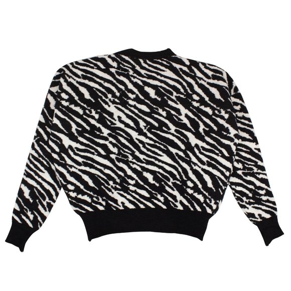 UNRAVEL PROJECT Black/White Wool Zebra Print Sweater Size S $840 - Picture 4 of 5